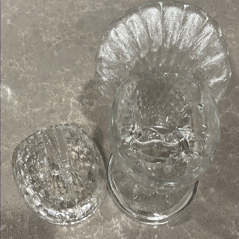 Vintage Clear Glass Turkey Figurine Candy Dish - Picture 8 of 9
